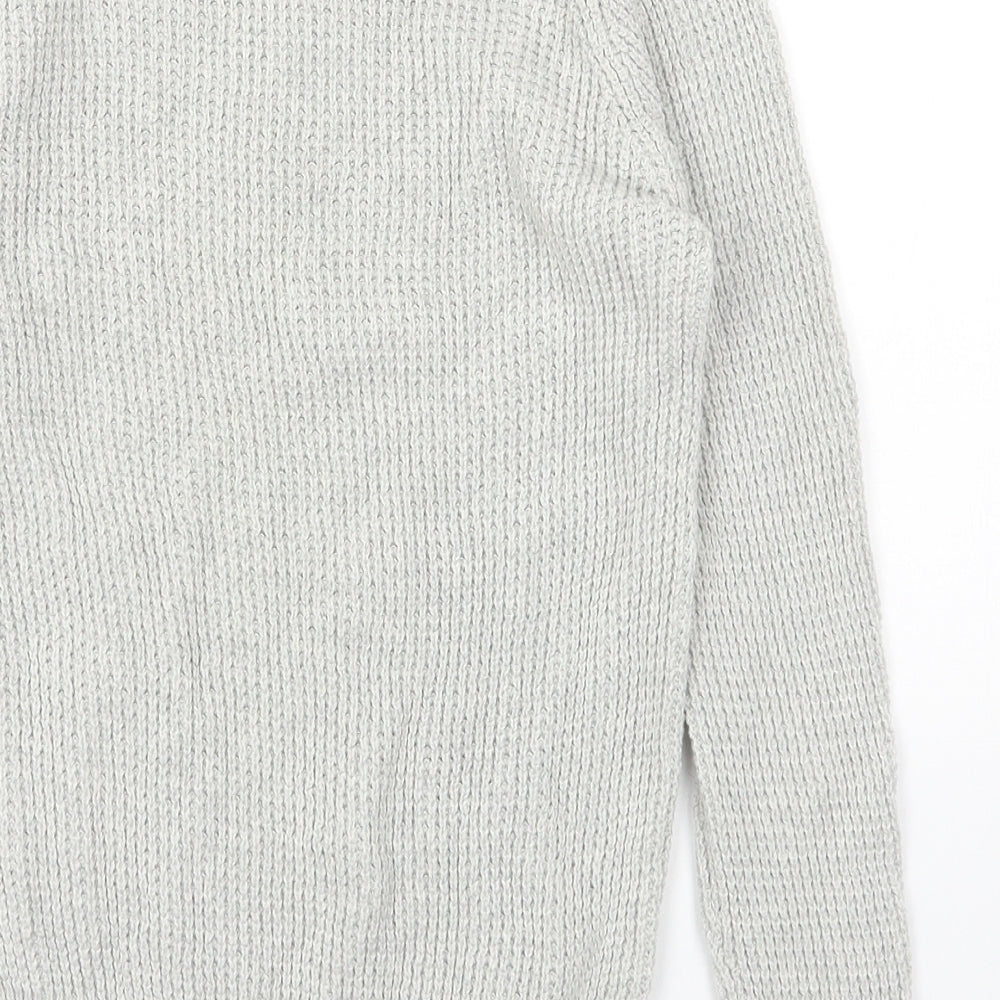 Dorothy Perkins Womens Grey Round Neck Cotton Pullover Jumper Size 6