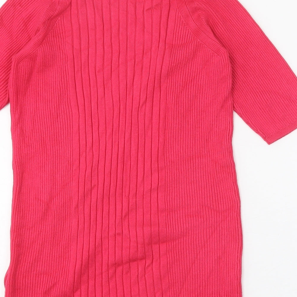 Marks & Spencer Womens Pink Round Neck Viscose Pullover Jumper Size S