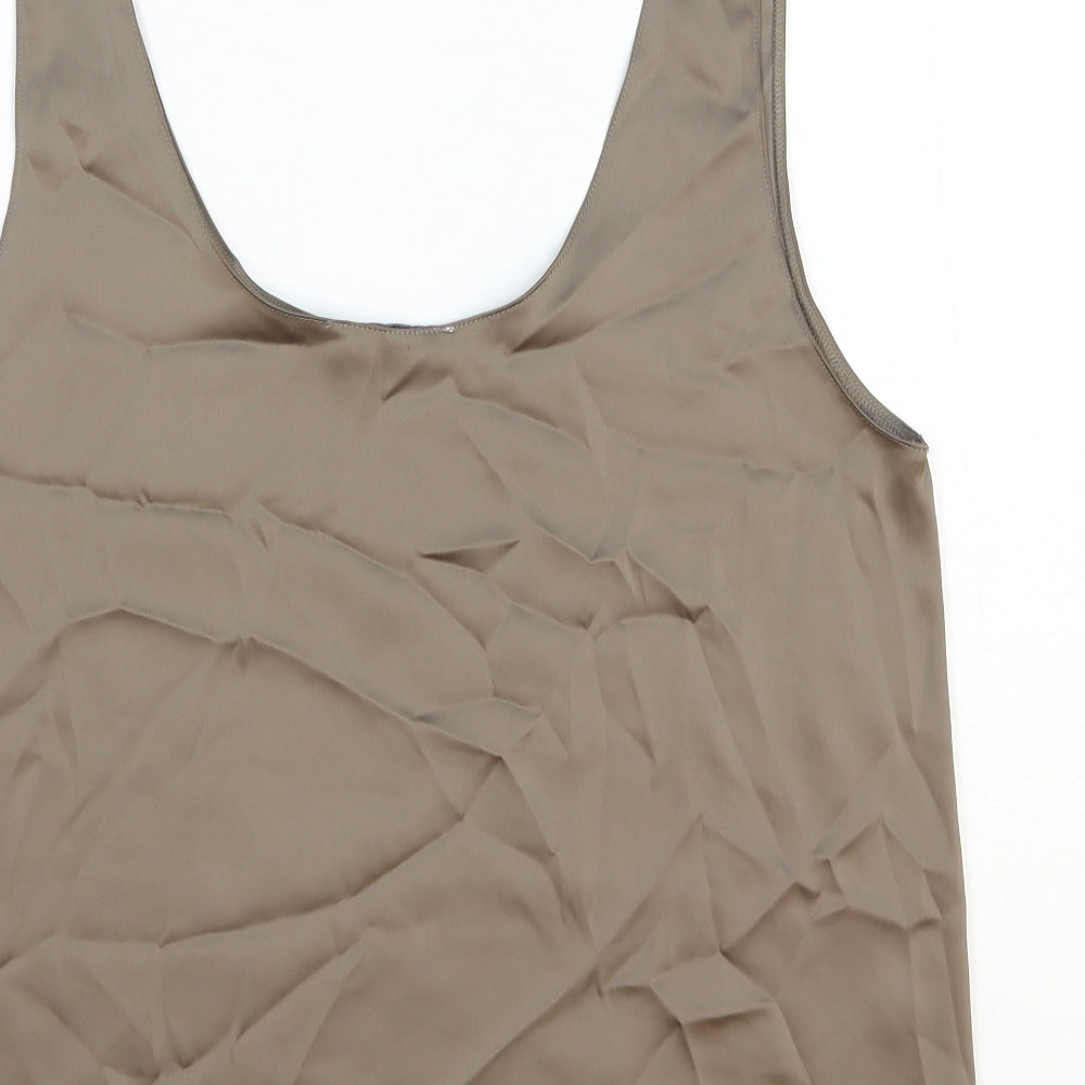 Zara Womens Brown Polyester Basic Tank Size L Scoop Neck