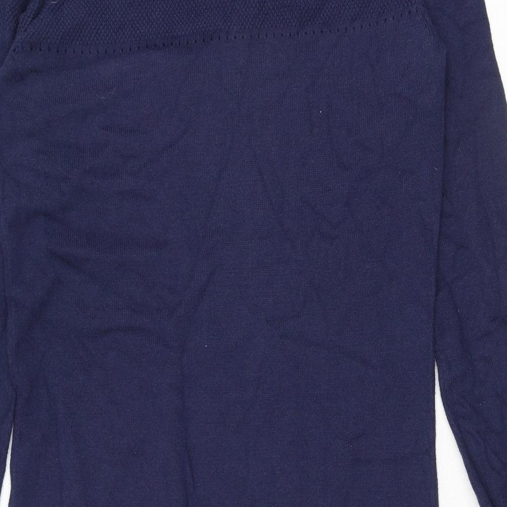 Dickins & Jones Womens Blue Cotton Jumper Dress Size S Collared Button