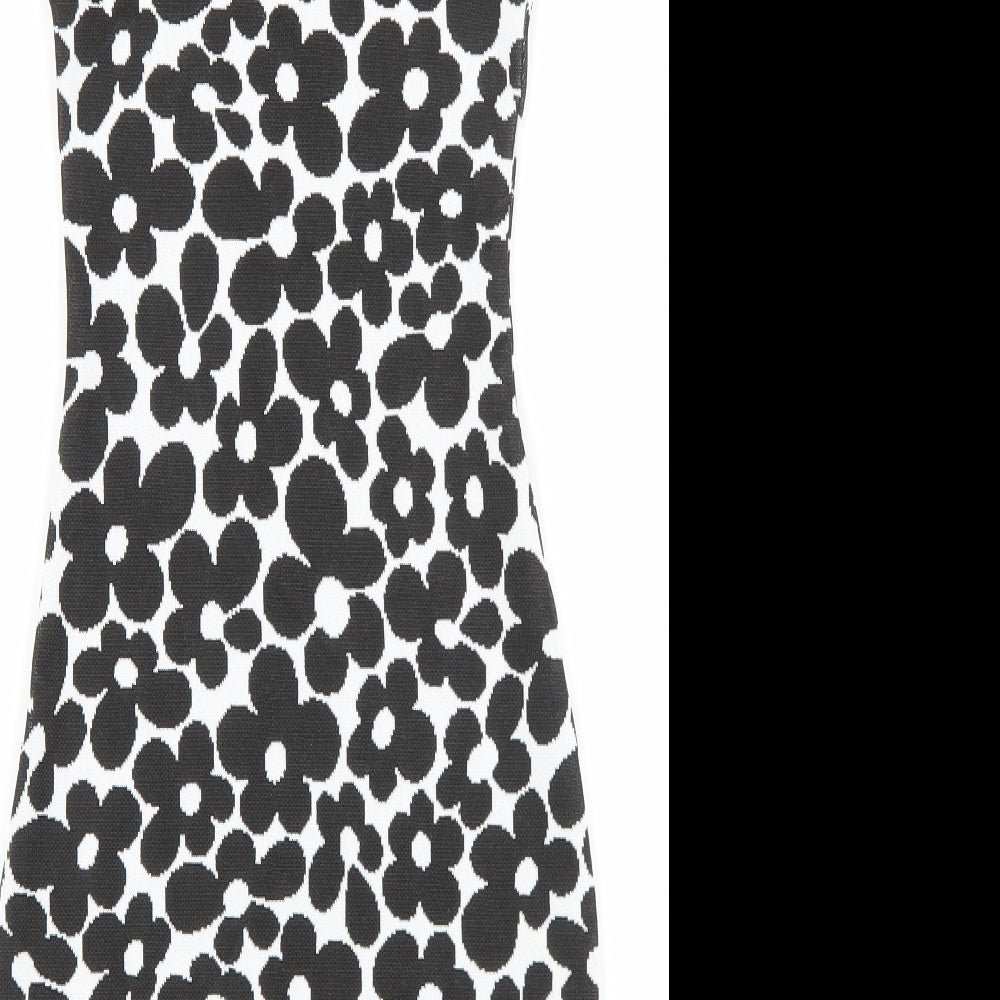 H&M Womens Black Floral Polyester Bodycon Size 2XS Roll Neck Pullover