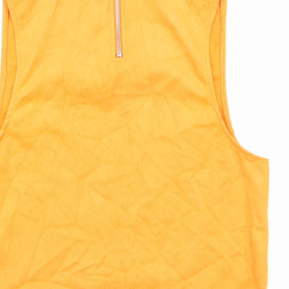Zara Womens Orange Polyester Basic Tank Size 6 Round Neck