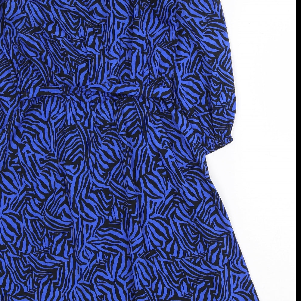 New Look Womens Black Geometric Polyester A-Line Size 8 V-Neck Tie