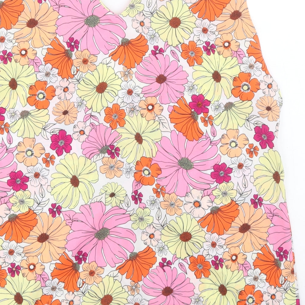 Marks & Spencer Womens Multicoloured Floral Polyester Basic Tank Size 12 V-Neck
