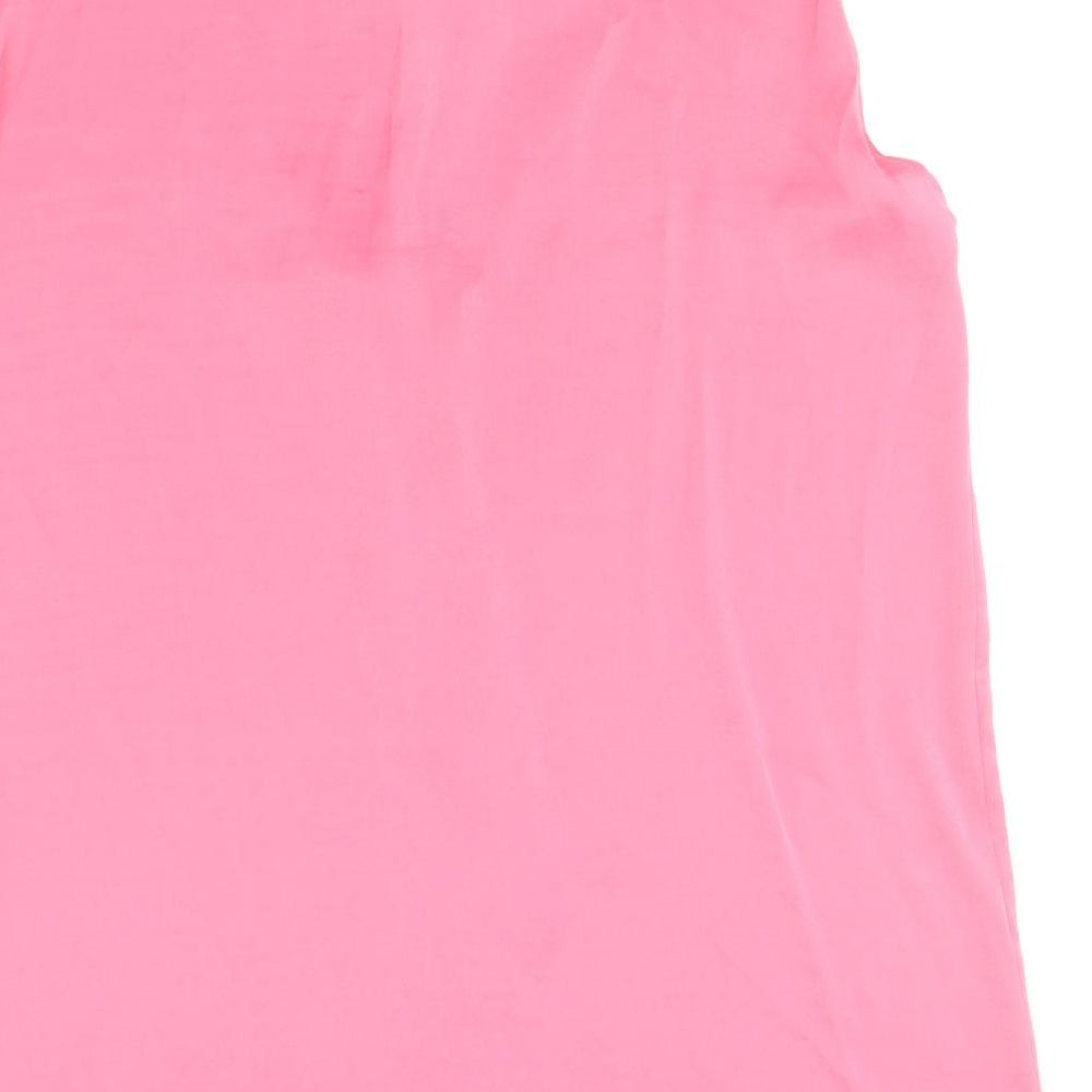 Marks & Spencer Womens Pink Polyester Basic Tank Size 14 V-Neck