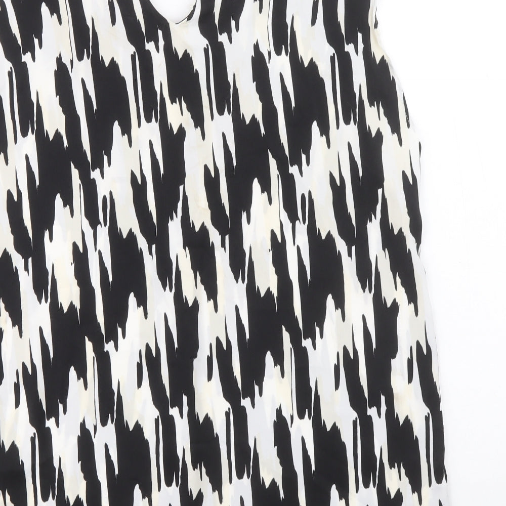 Marks and Spencer Womens Black Geometric Polyester Basic Tank Size 10 V-Neck