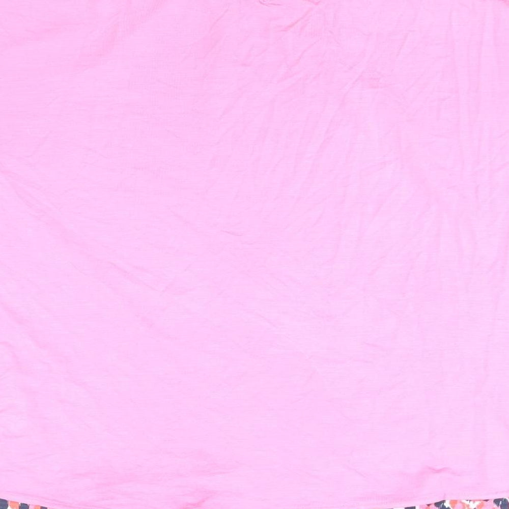 Marks & Spencer Womens Pink Geometric Polyester Basic Blouse Size 6 Round Neck