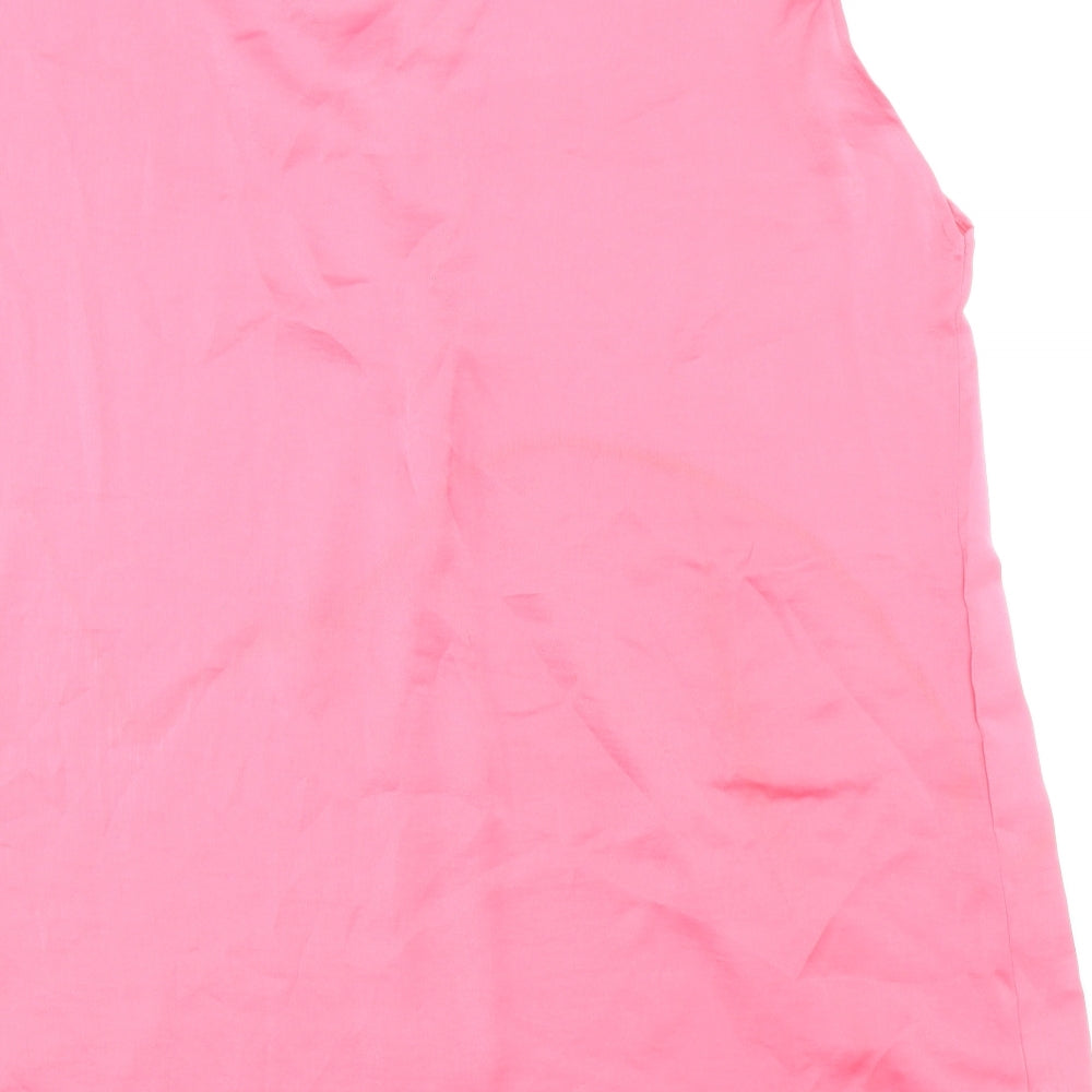 Marks & Spencer Womens Pink Polyester Basic Blouse Size 16 V-Neck