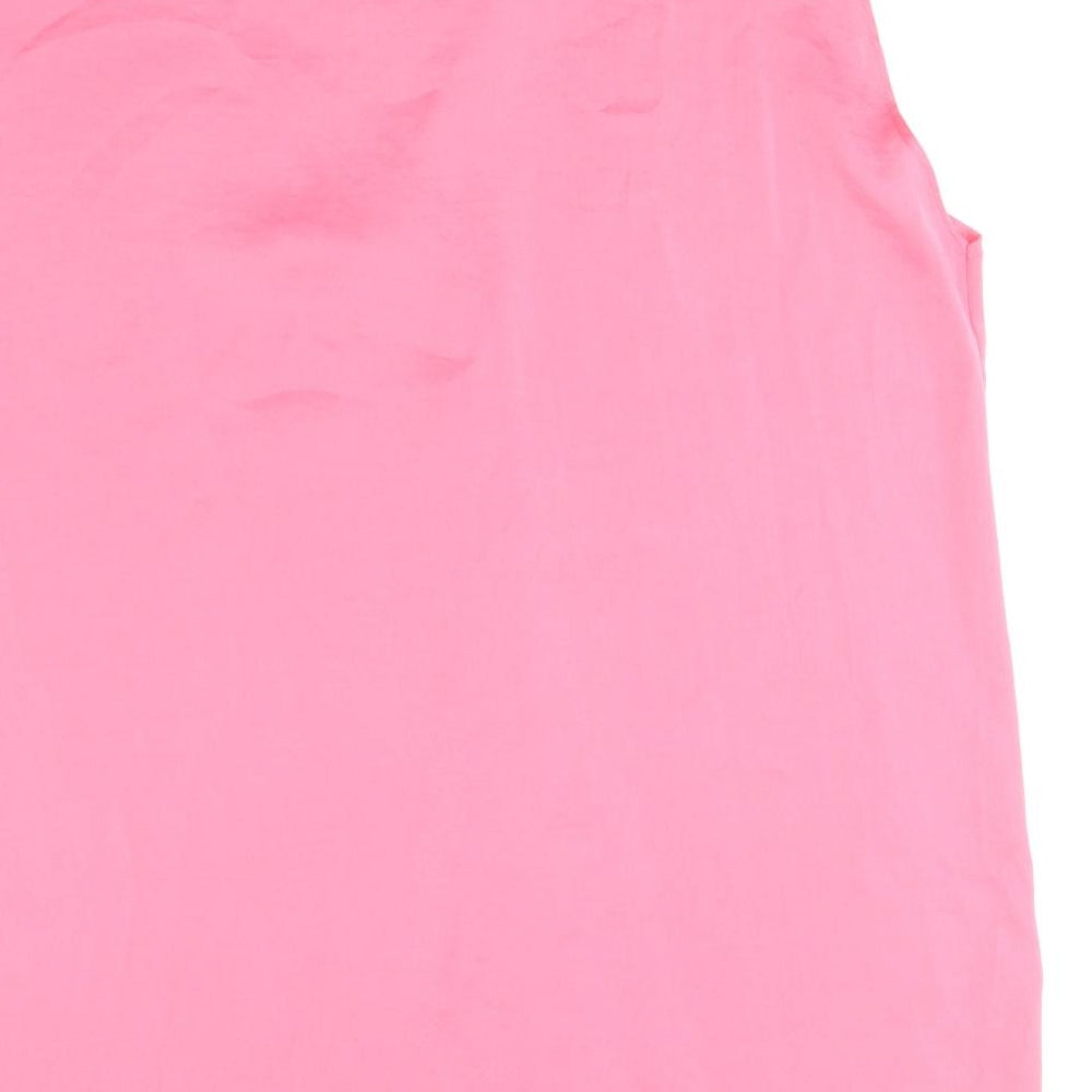marks and Womens Pink Polyester Basic Blouse Size 16 V-Neck