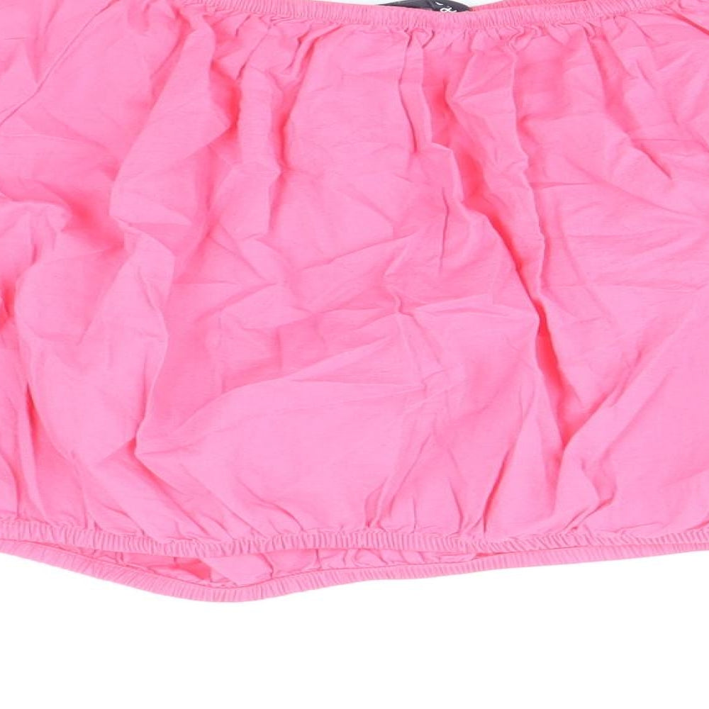 Marks & Spencer Womens Pink 100% Cotton Cropped Blouse Size 18 Off the Shoulder - Bardot