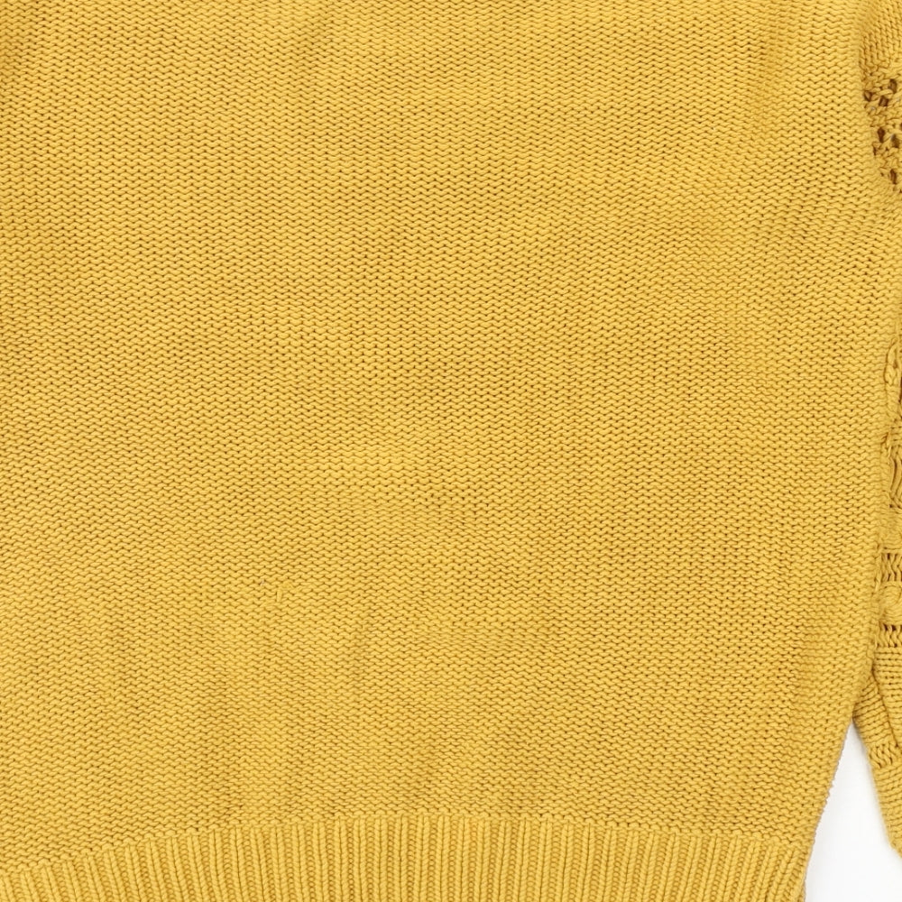 NEXT Womens Yellow Round Neck Cotton Pullover Jumper Size S