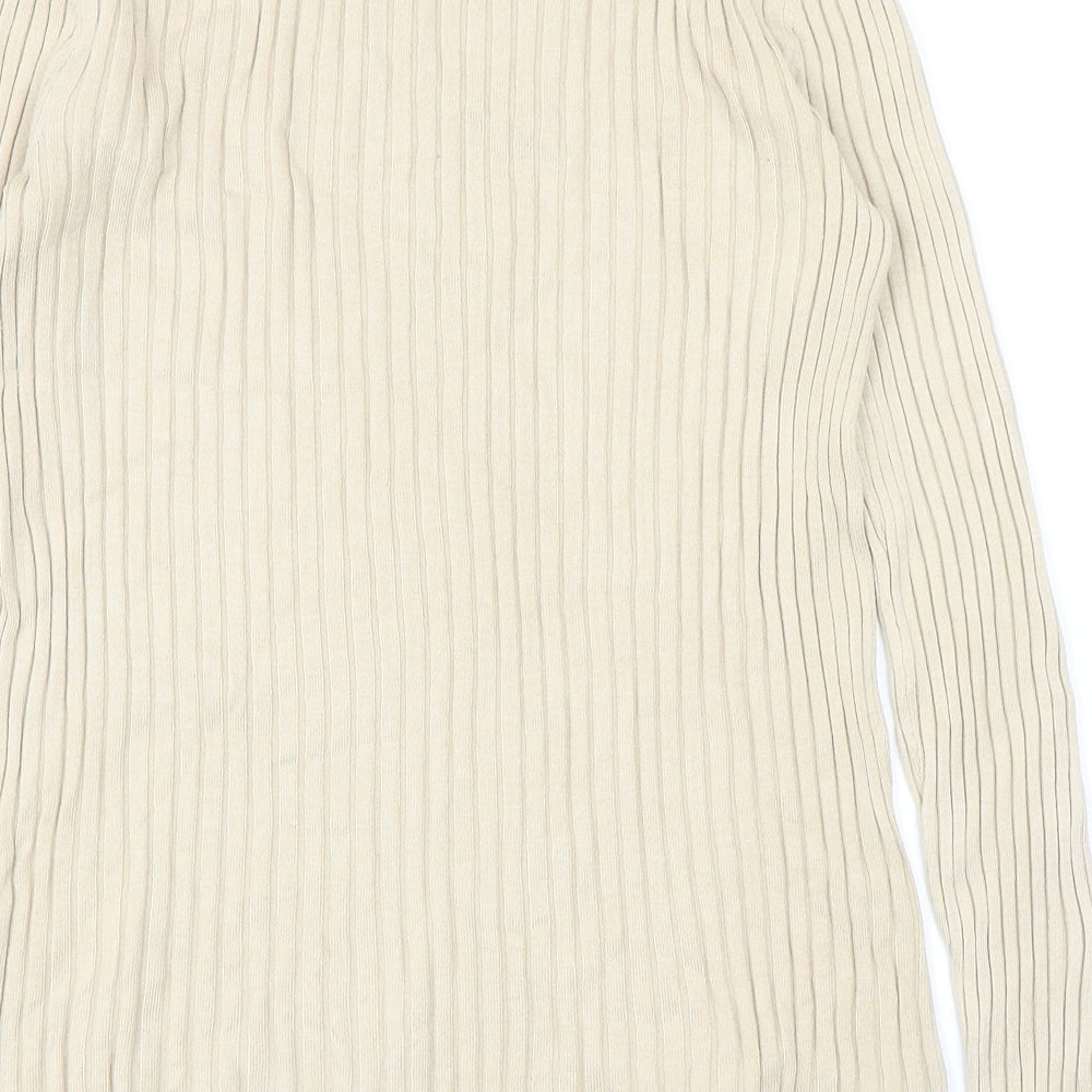 H&M Womens Beige Roll Neck Acrylic Pullover Jumper Size M