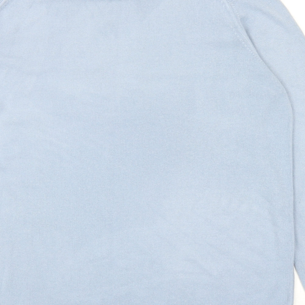 Marks & Spencer Womens Blue Mock Neck Acrylic Pullover Jumper Size 14
