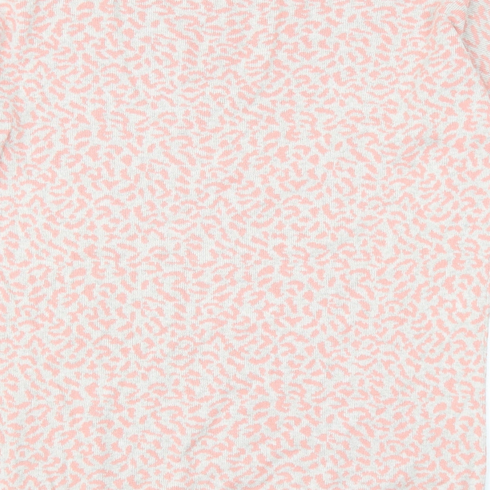 Oasis Womens Pink Round Neck Animal Print Cotton Pullover Jumper Size S