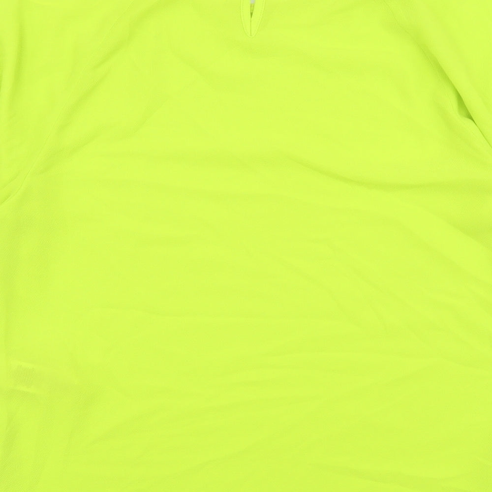 Marks & Spencer Womens Green Polyester Basic T-Shirt Size 6 Scoop Neck - Neon