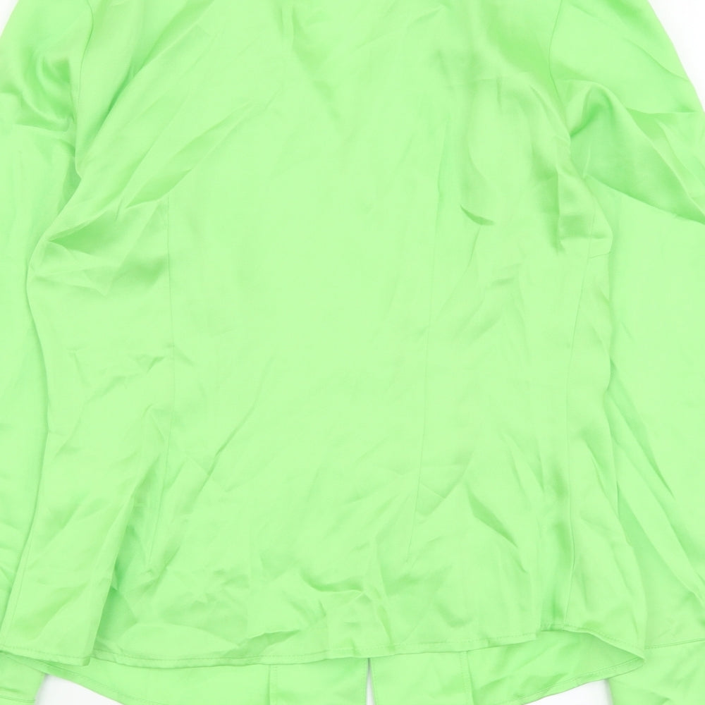 Marks & Spencer Womens Green Polyester Basic Button-Up Size 6 Collared