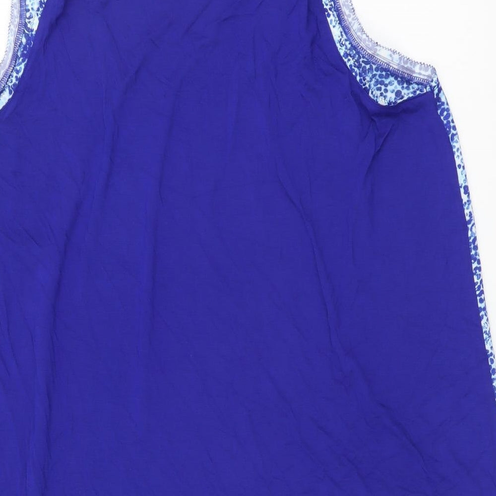 Marks & Spencer Womens Blue Geometric Polyester Basic Tank Size 10 Scoop Neck