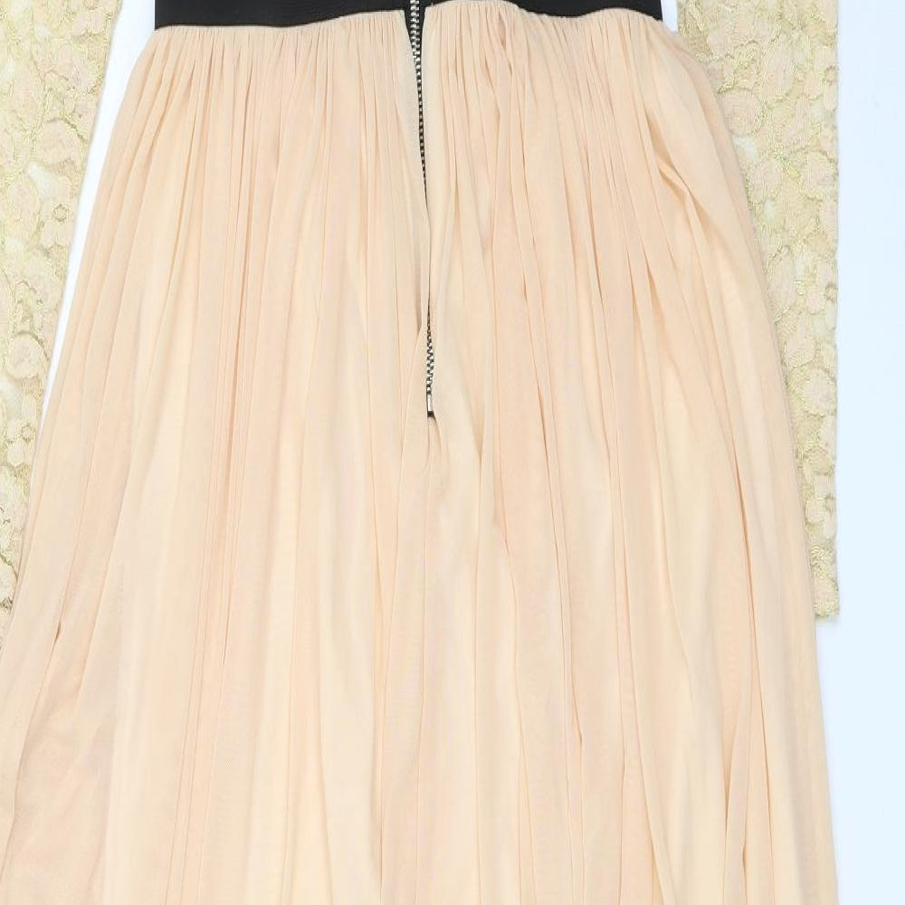 Rare London Womens Pink Polyester Maxi Size 6 Boat Neck Zip