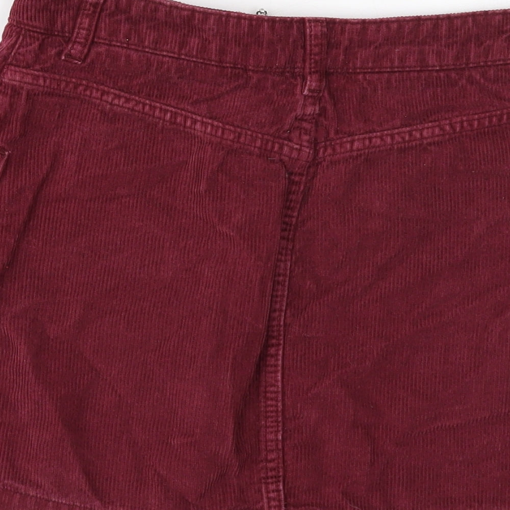 Topshop Womens Purple Cotton Mini Skirt Size 6 Zip