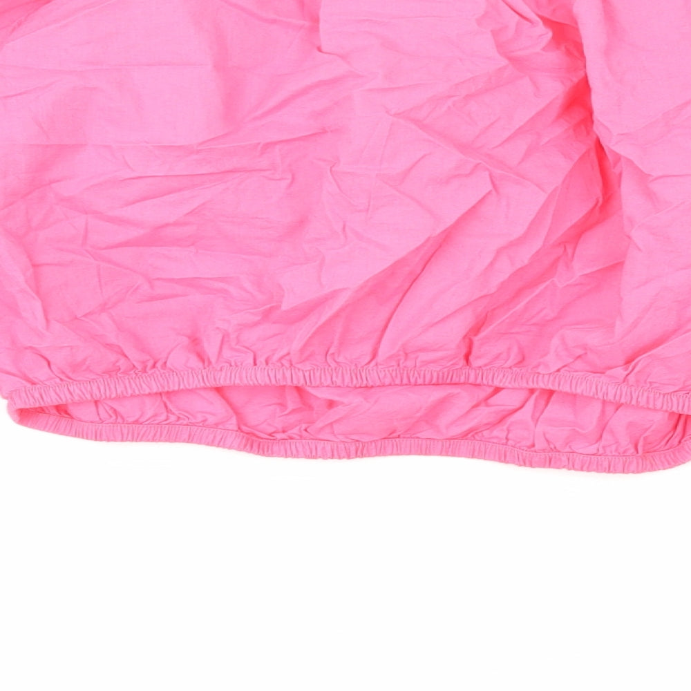 Marks & Spencer Womens Pink Cotton Cropped Blouse Size 14 Off the Shoulder