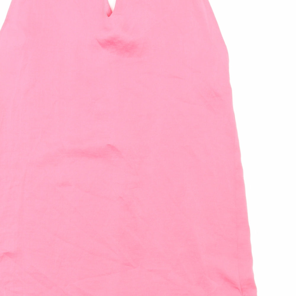 Marks & Spencer Womens Pink Polyester Basic Tank Size 6 V-Neck