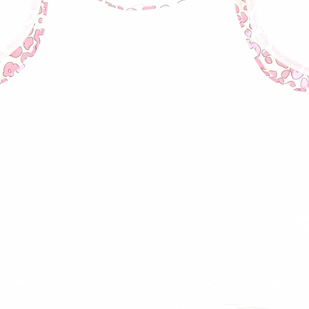 Marks & Spencer Womens Pink Animal Print Polyester Basic Tank Size 20 Scoop Neck