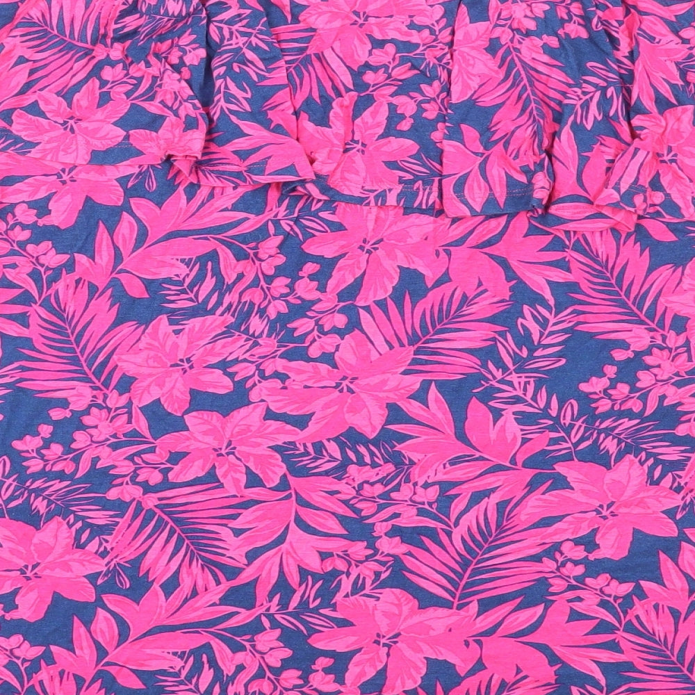 Very Womens Pink Floral Viscose Basic Tank Size 18 Off the Shoulder