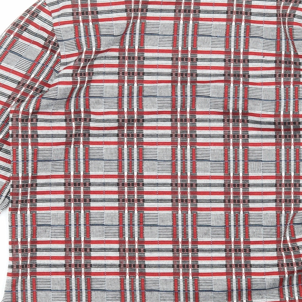 River Island Womens Grey Plaid Polyester Basic Blouse Size 10 Mock Neck