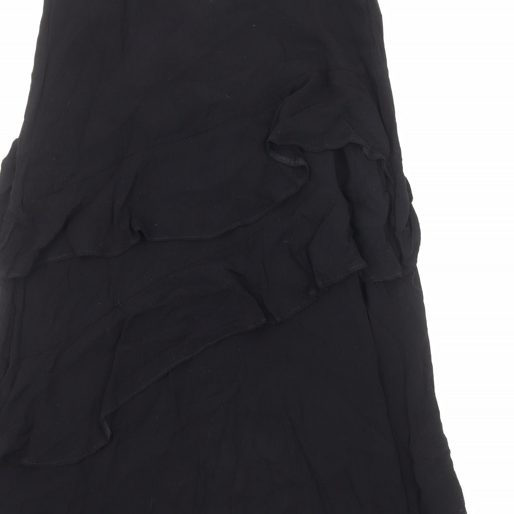 Topshop Womens Black Viscose Slip Dress Size 10 Round Neck Pullover