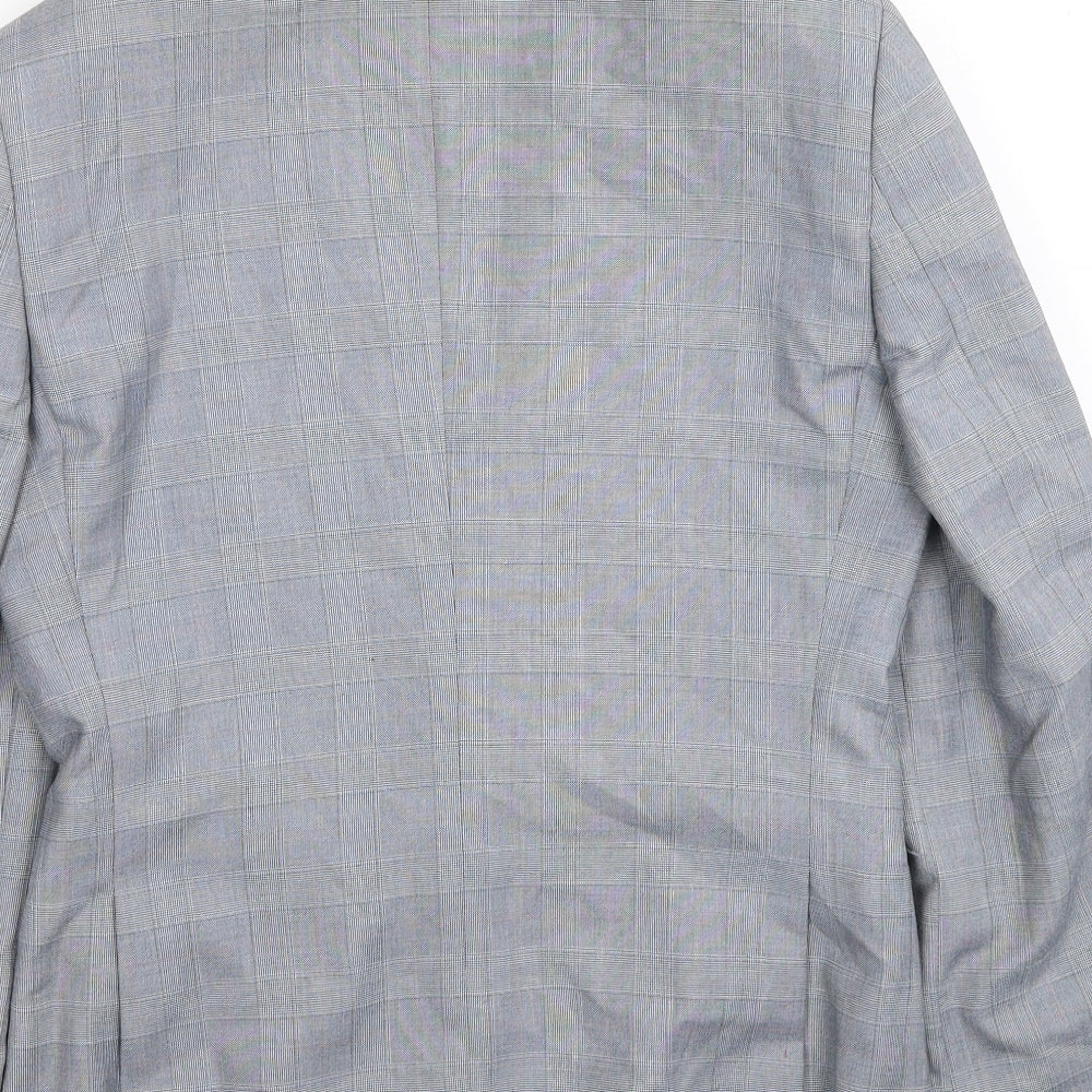 Burton Mens Grey Plaid Polyester Jacket Blazer Size 36