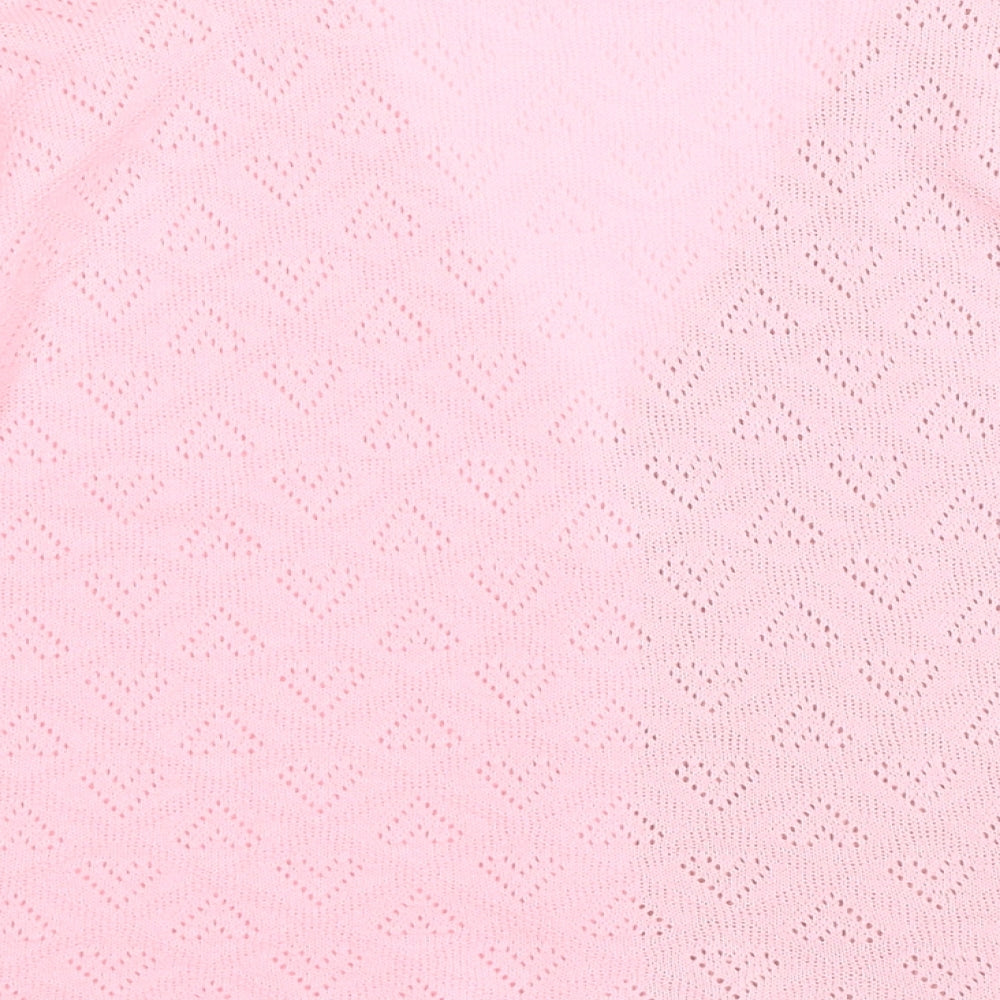 QED London Womens Pink V-Neck Geometric Acrylic Cardigan Jumper Size L