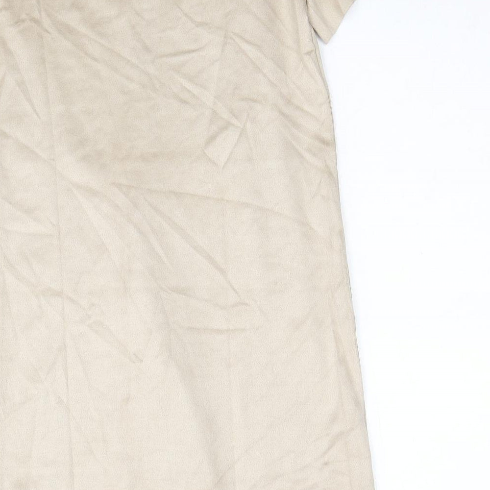 Zara Womens Beige Polyester Shift Size XS V-Neck Pullover