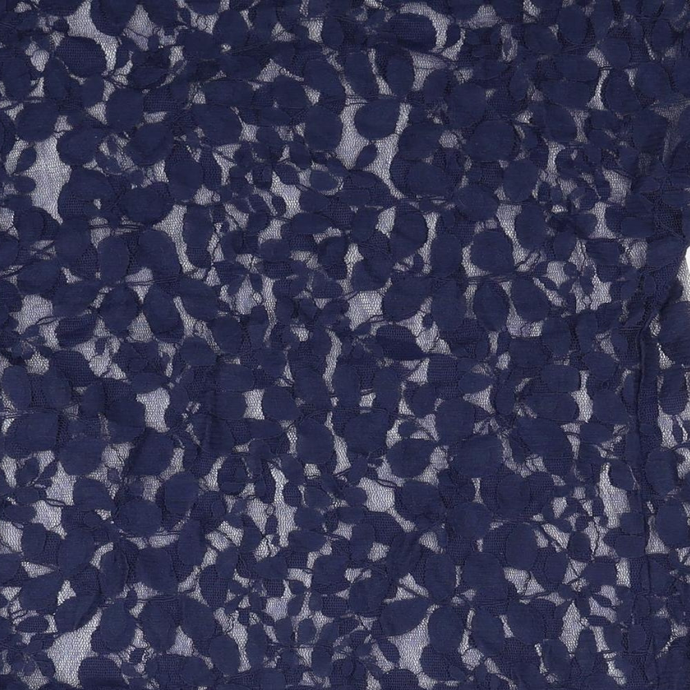 Atmosphere Womens Blue Floral Polyester Basic Blouse Size 8 Round Neck