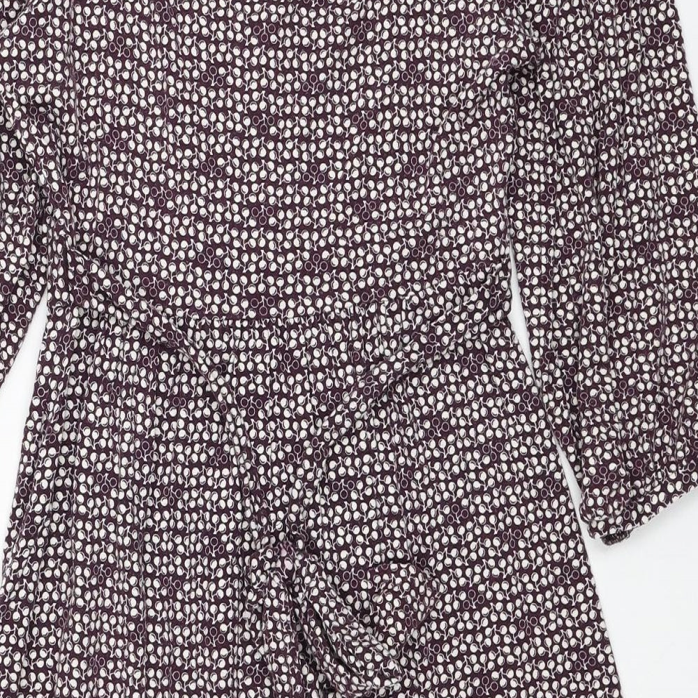 Wallis Womens Red Geometric Viscose Fit & Flare Size 8 Round Neck Pullover