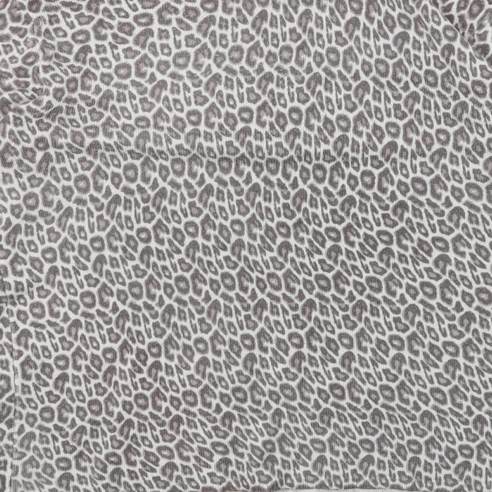 Primark Womens Grey High Neck Animal Print Polyester Pullover Jumper Size 12
