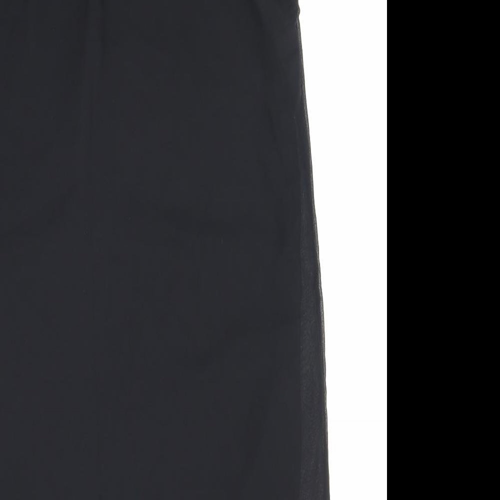 Preworn Womens Black Cotton Slip Dress Size 10 Scoop Neck Pullover