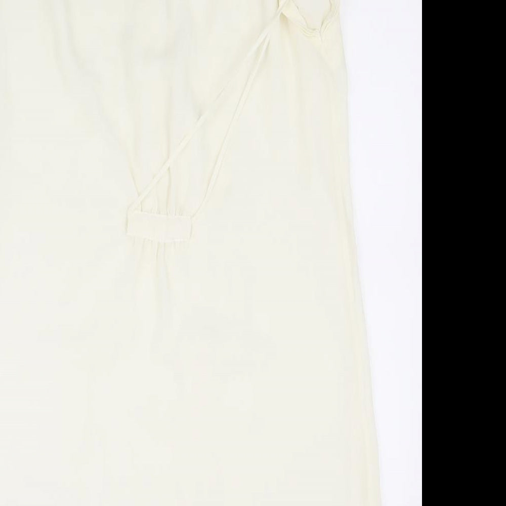 H&M Womens White Polyester Shirt Dress Size 42 V-Neck Button