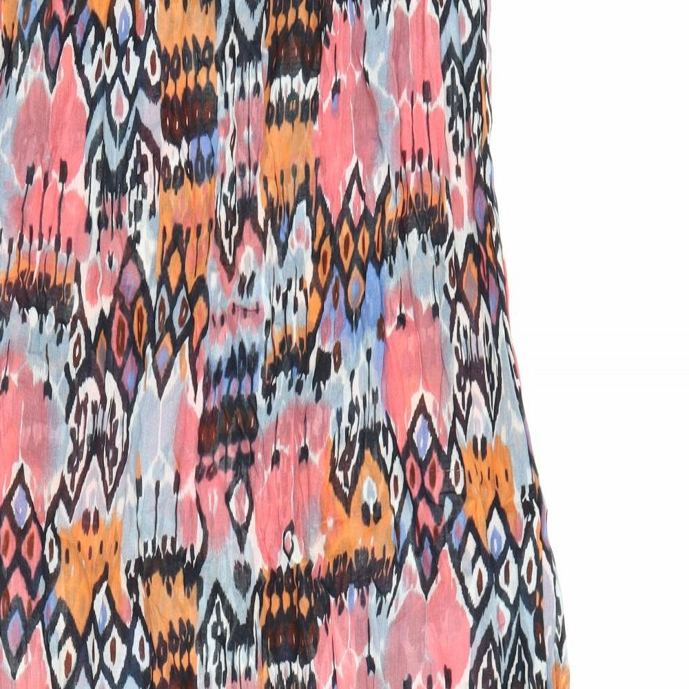 Topshop Womens Multicoloured Geometric Polyester Maxi Size M Off the Shoulder Pullover - Shirred