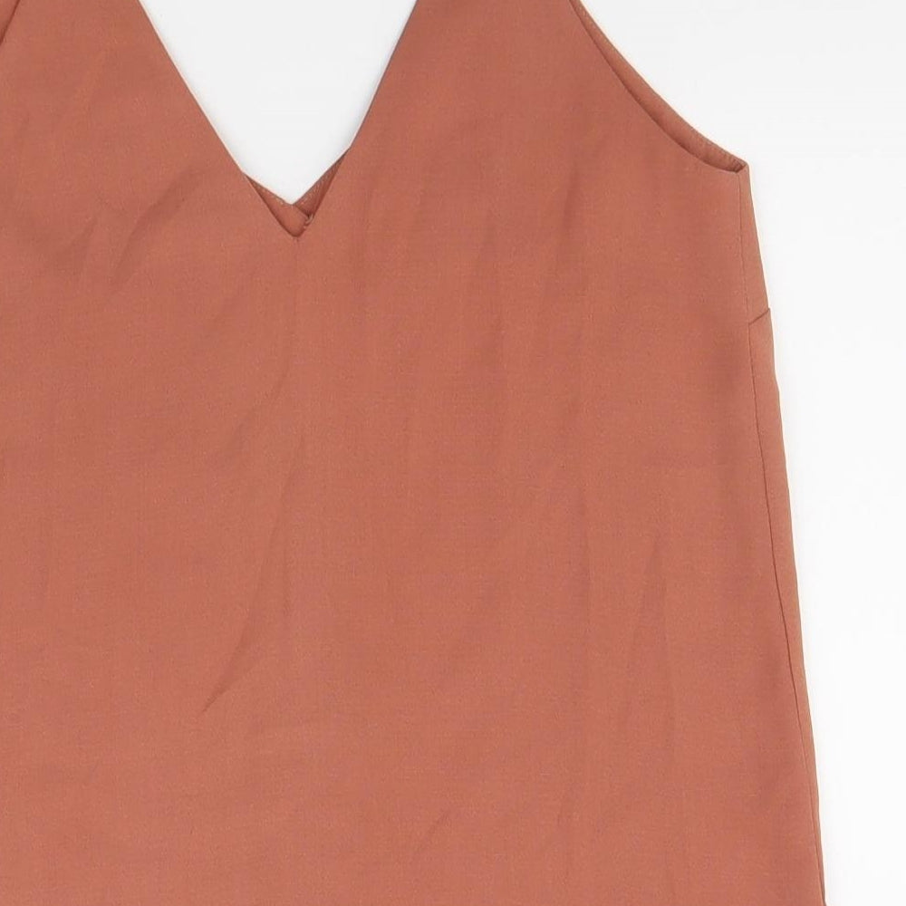 New Look Womens Brown Polyester Camisole Tank Size 8 V-Neck
