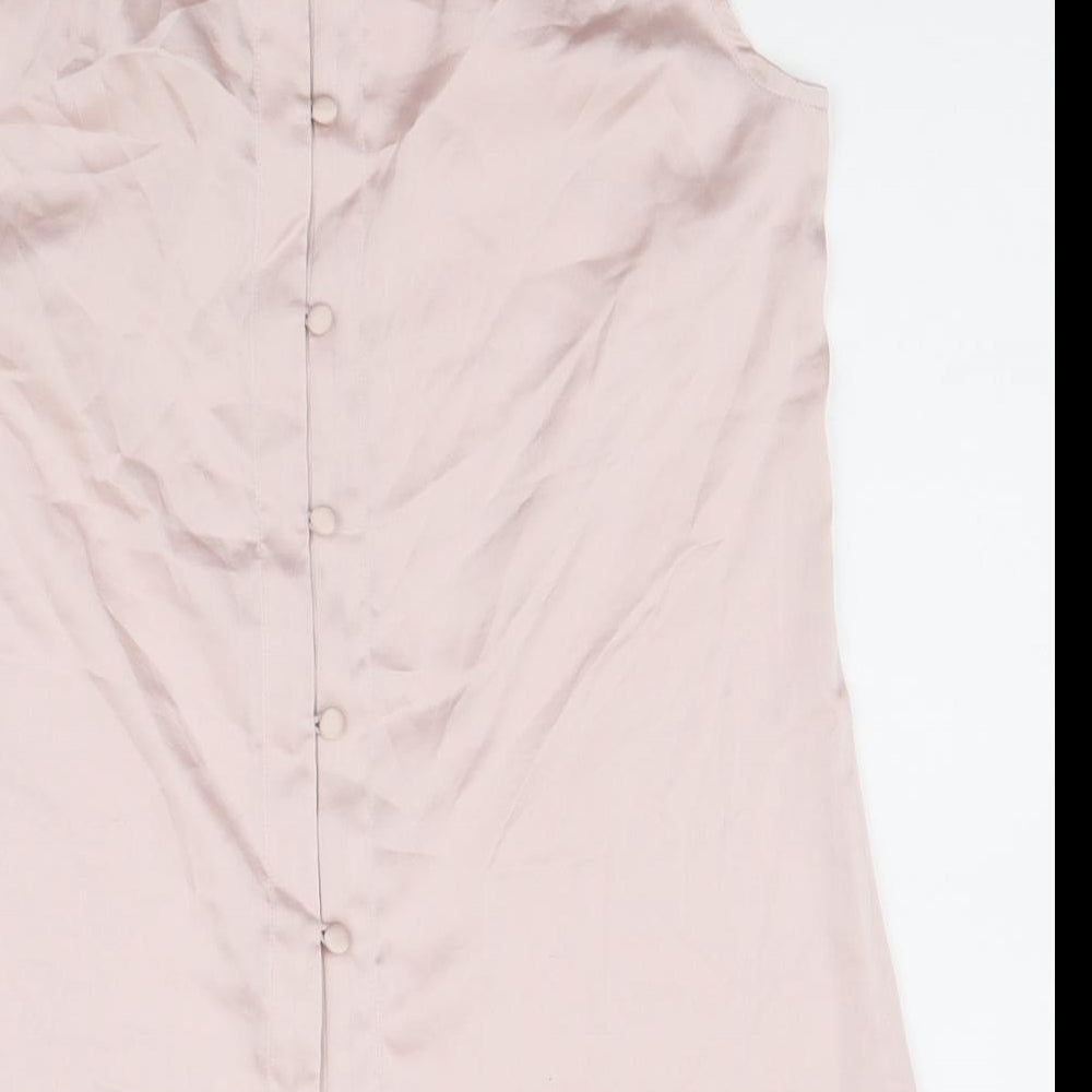 H&M Womens Pink Polyester Basic Blouse Size 34 Scoop Neck - 3D Flowers