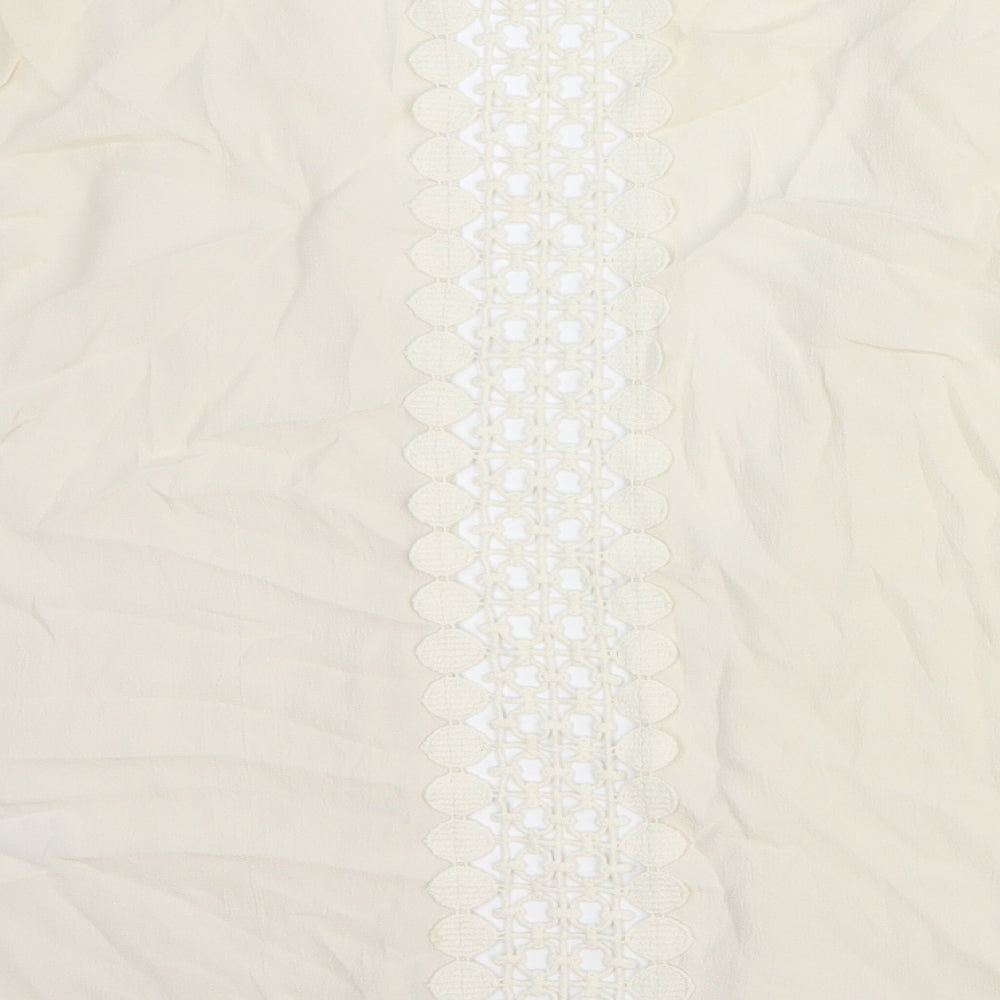 Blooming Marvellous Womens White Geometric Viscose Basic Blouse Size M V-Neck
