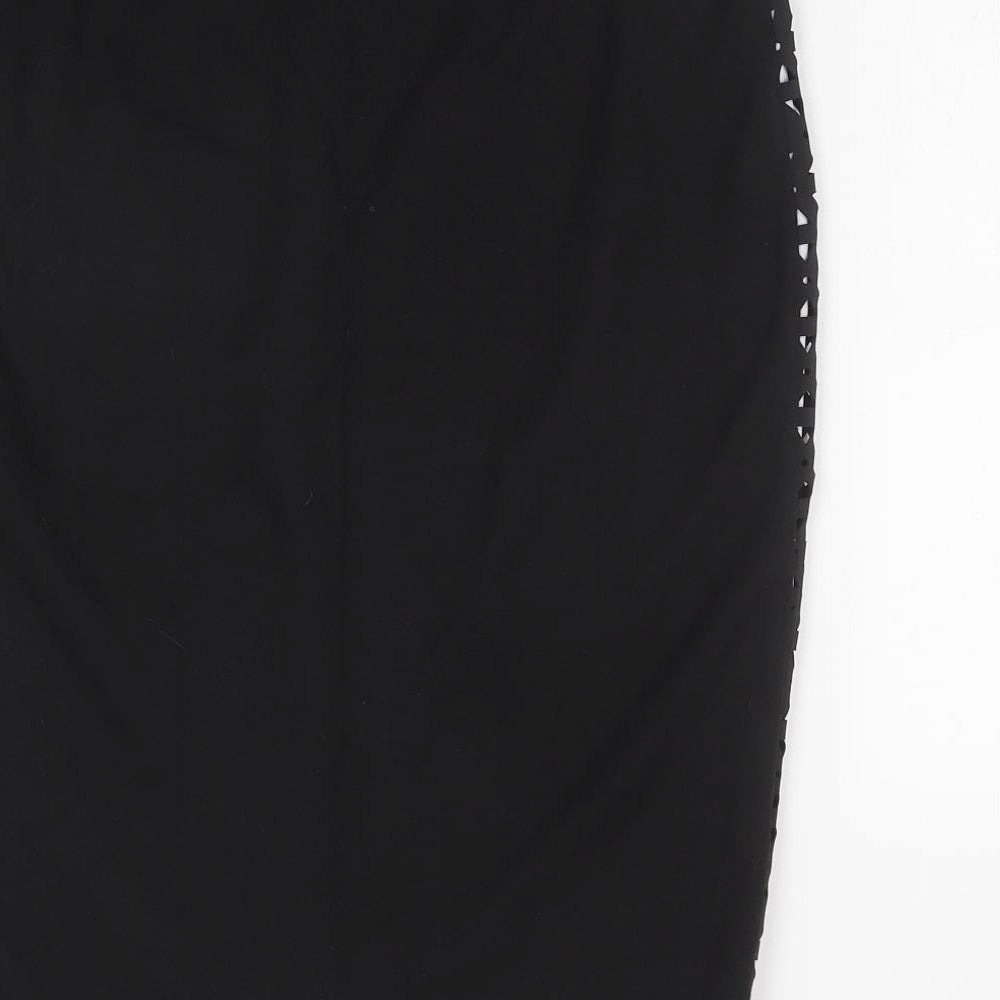 Roman Womens Black Geometric Polyester Straight & Pencil Skirt Size 10 Zip