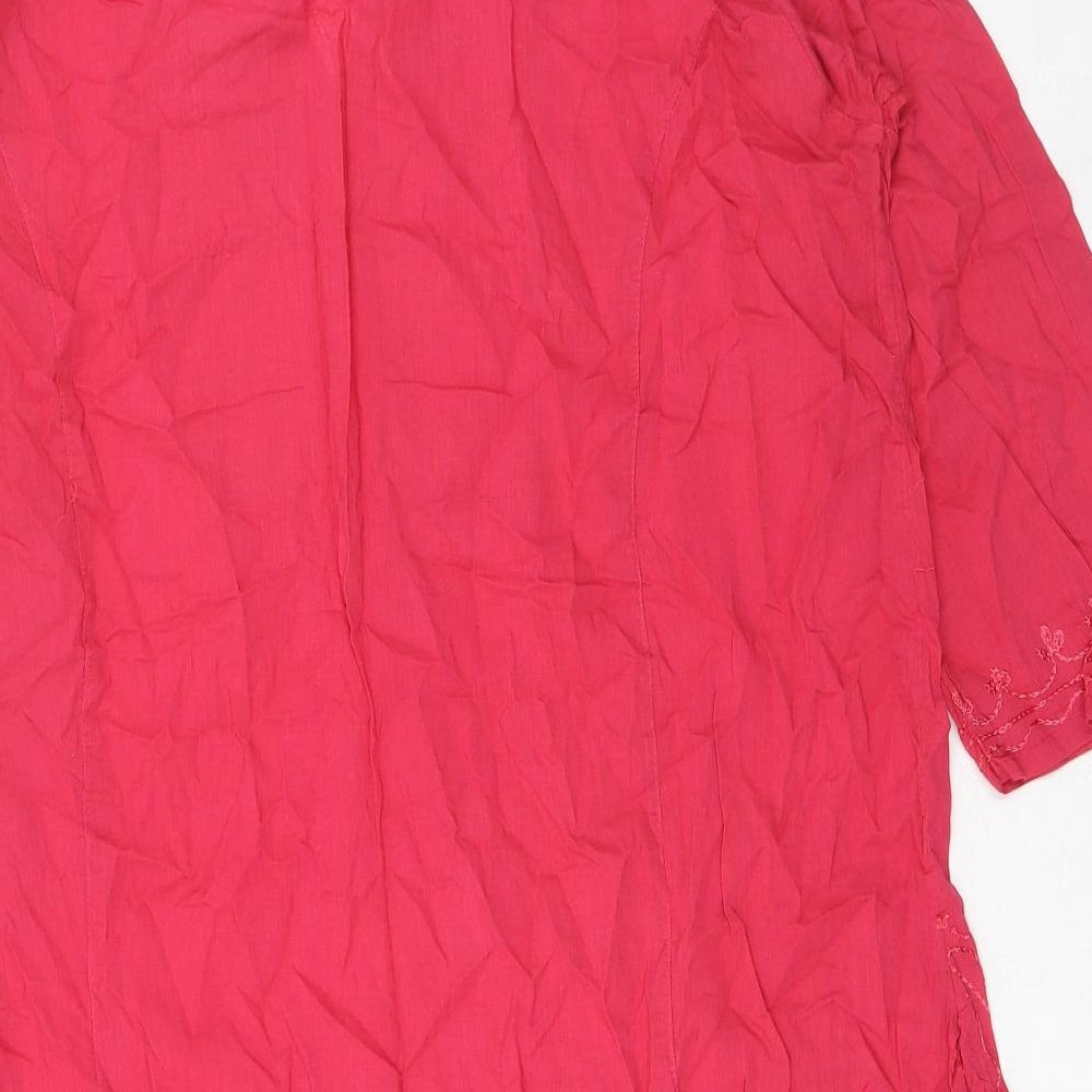 Preworn Womens Red Cotton Basic Blouse Size 8 Round Neck