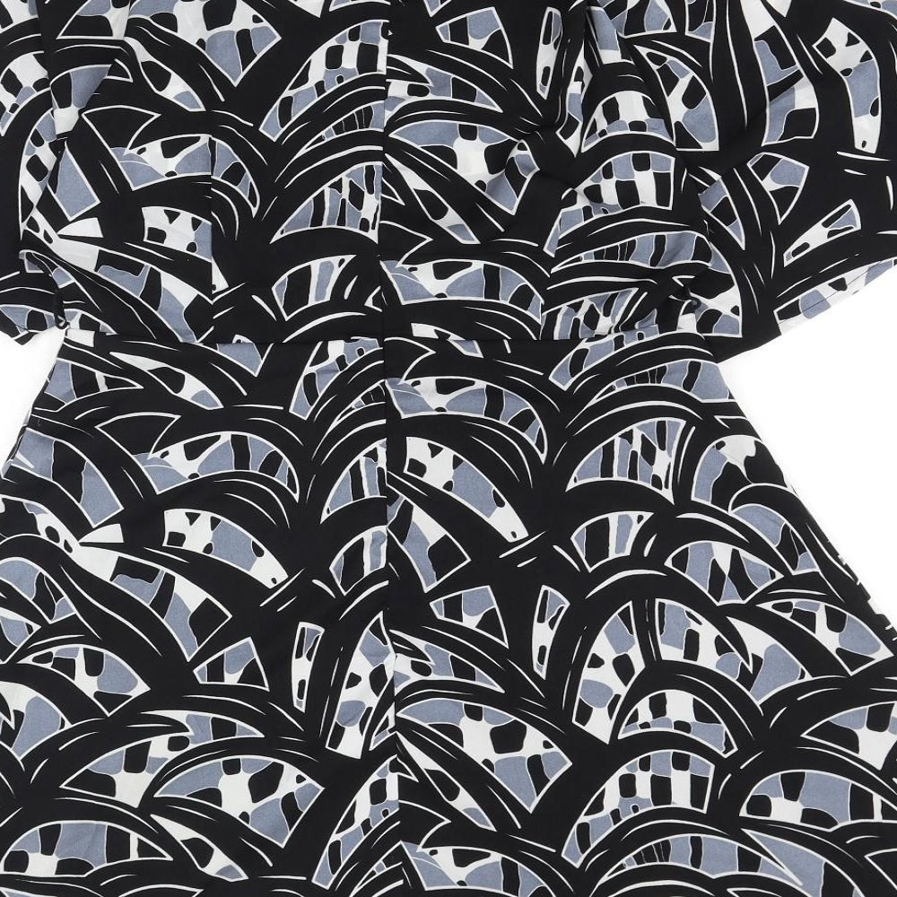 Glamorous Womens Grey Geometric Polyester Skater Dress Size M Boat Neck Zip