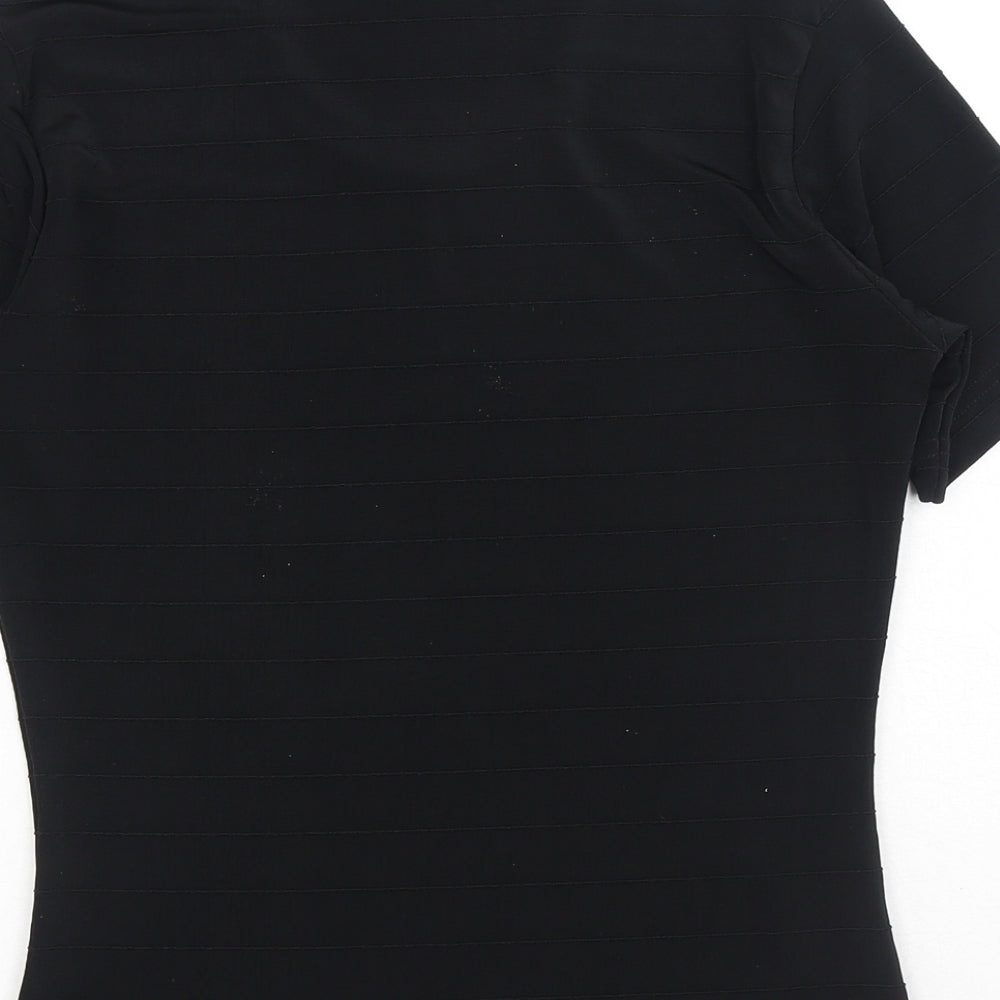 Country Casuals Womens Black Polyester Basic T-Shirt Size S Scoop Neck