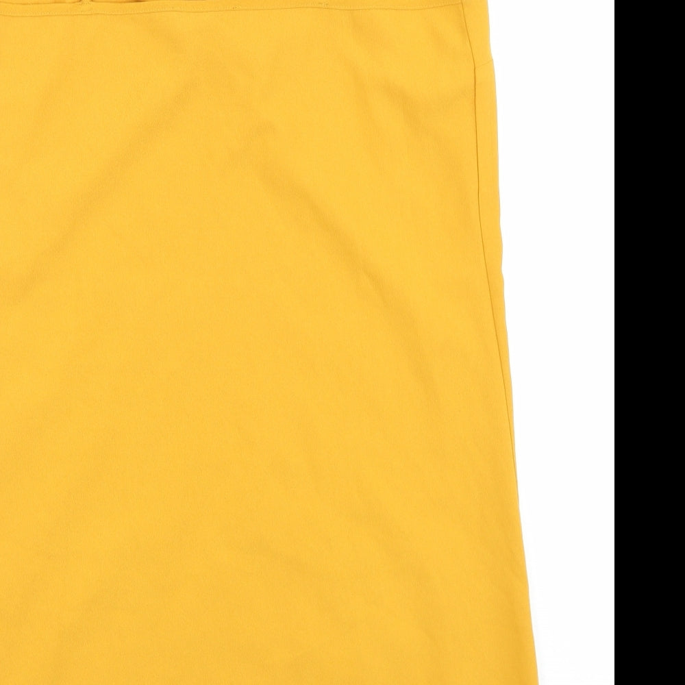 Missguided Womens Yellow Polyester Slip Dress Size 12 V-Neck Pullover