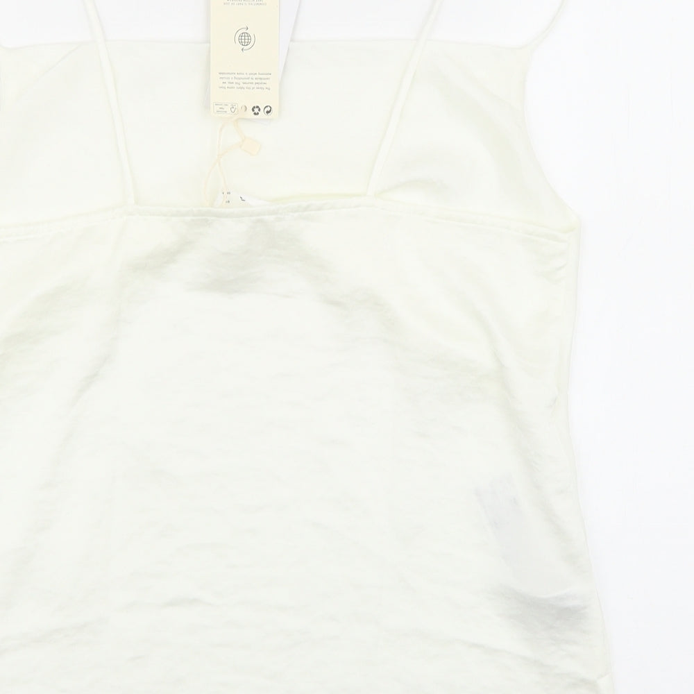 Mango Womens Ivory Polyester Basic Tank Size S Square Neck
