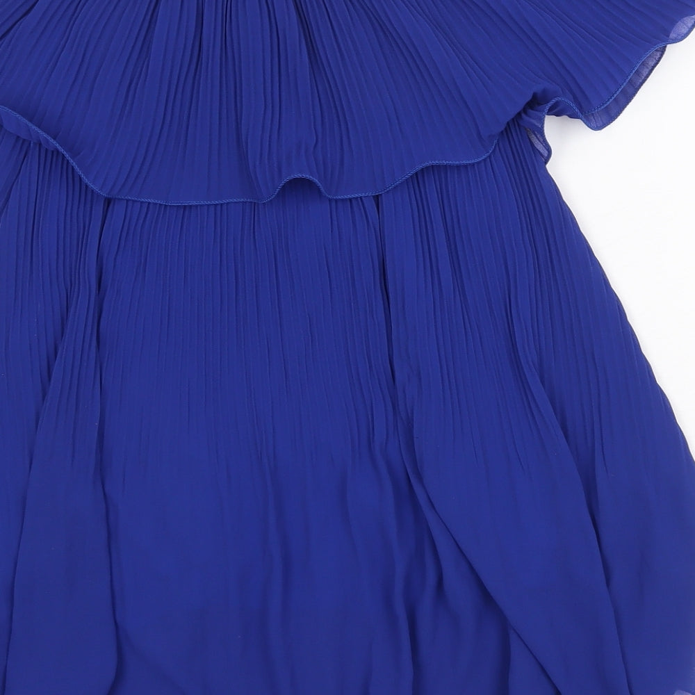 Preworn Womens Blue Polyester Basic Blouse One Size Off the Shoulder