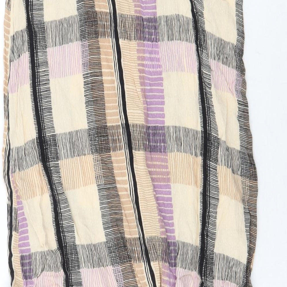 Marks & Spencer Womens Multicoloured Plaid Viscose Slip Dress Size 12 Round Neck Pullover