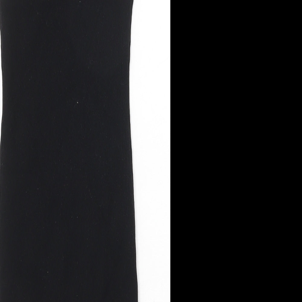 Bershka Womens Black Polyester Bodycon Size M Round Neck Pullover - Ribbed